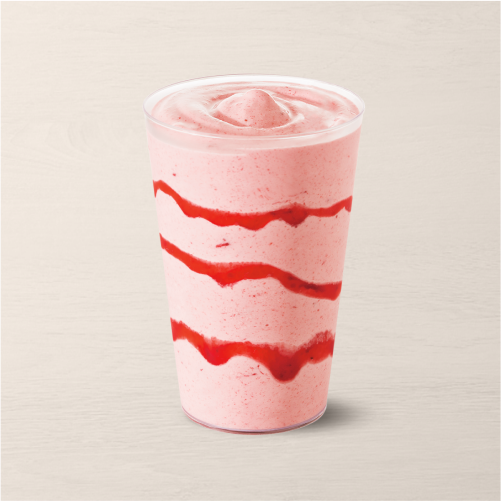 Morango com pedaços de morango. O delicioso Milk-Shake de Morango do Habib’s, agora pra você receber em casa. Aproveite!