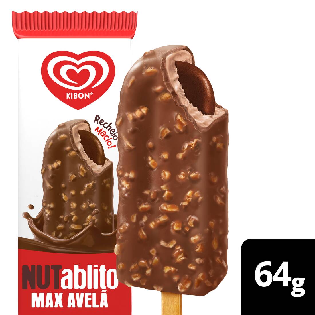 O seu clássico Tablito, na versão Max Avelã!!! O Nutablito é a evolução do Tablito, é um picolé de sabor chocolate com avelã com cobertura sabor chocolate, inclusões de avelã e recheio macio sabor chocolate que “marca o dente”. Experiência surpreendente do início ao fim.