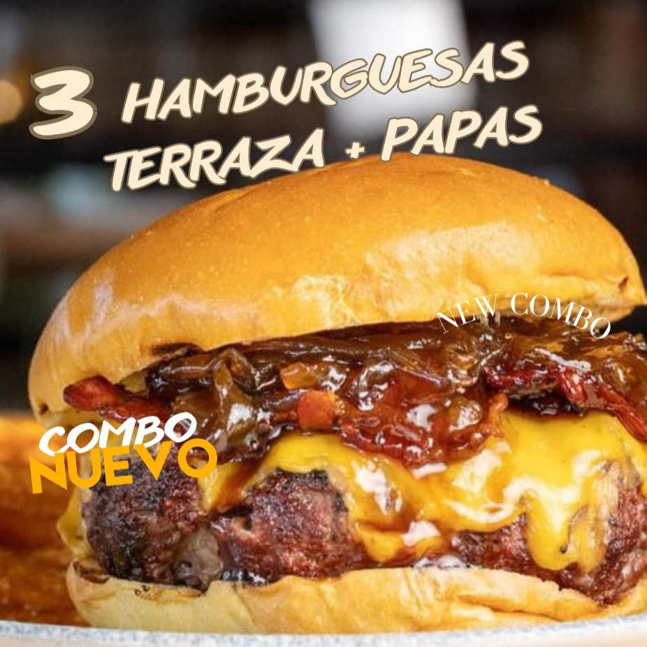 COMBO HAMBUEGUESAS TERRAZA 3x2 CON PAPAS