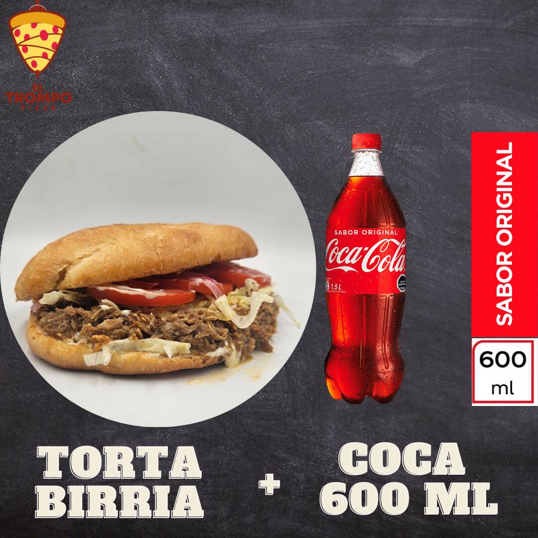 Torta de Birria + Coca Cola 600 ml