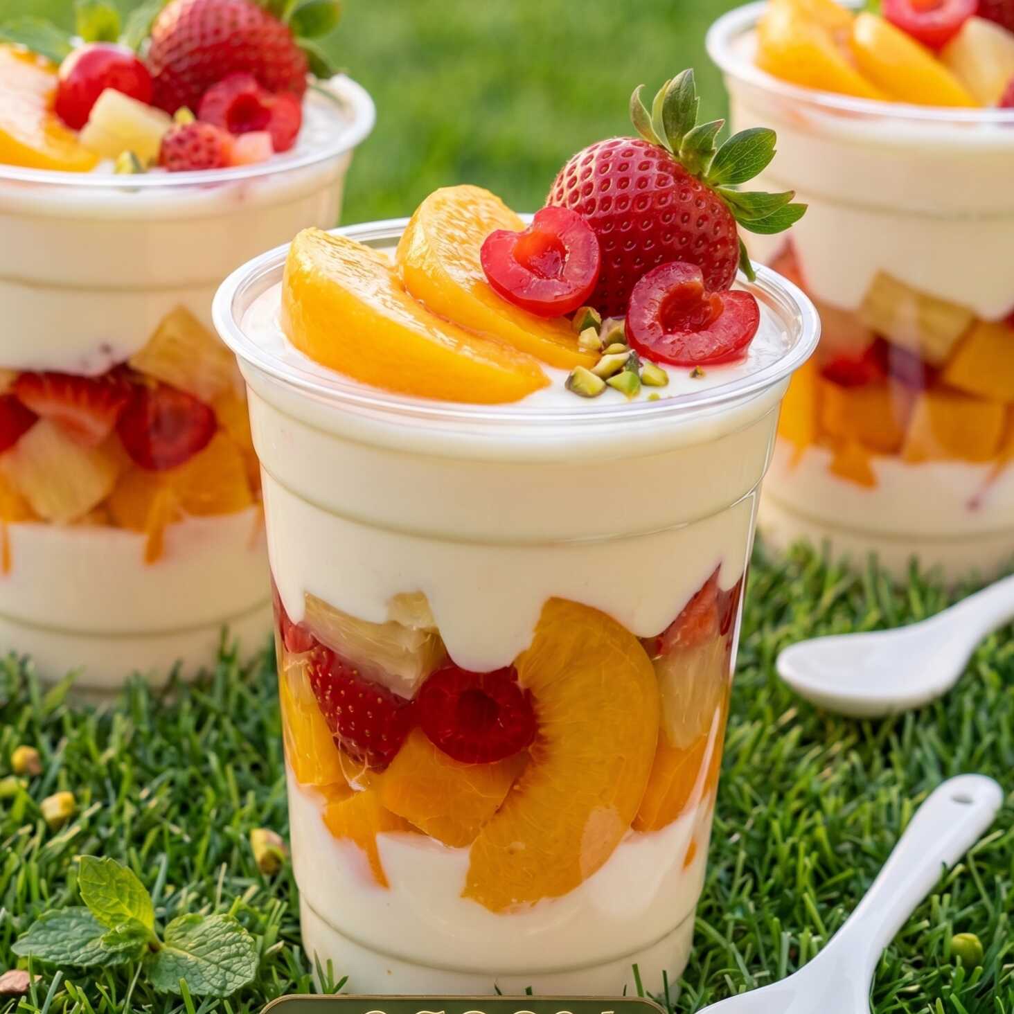 Gelatina con Fruta de Durazno y Coctel de Frutas