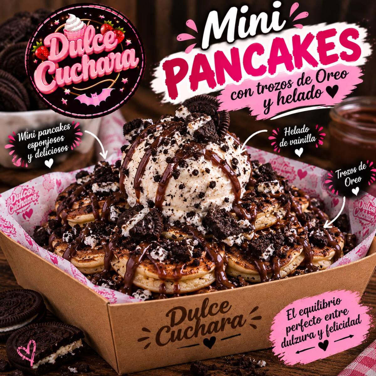 Mini Panckes Chocolate y Helado