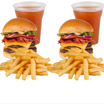 2 Hamburguesas Dobles +2 Papas + 2 Tea helado