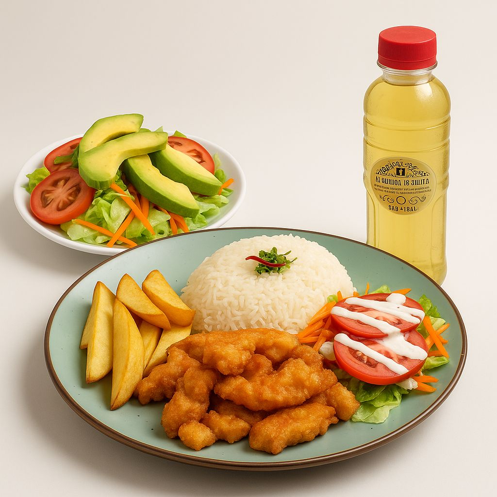 Chicharrón de Pollo + Ensalada de Palta + Refresco