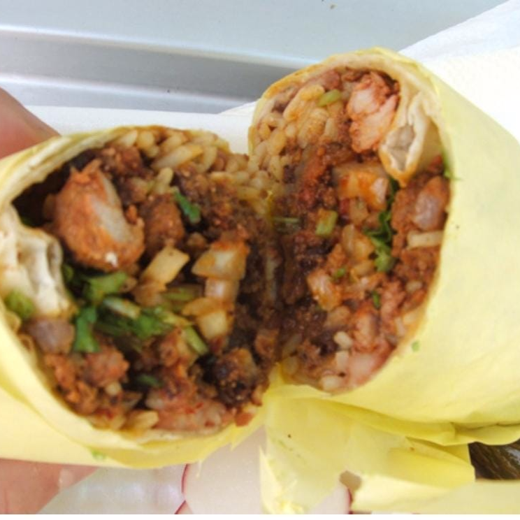 Burrito Mixto Asada, Pechuga, Camarón