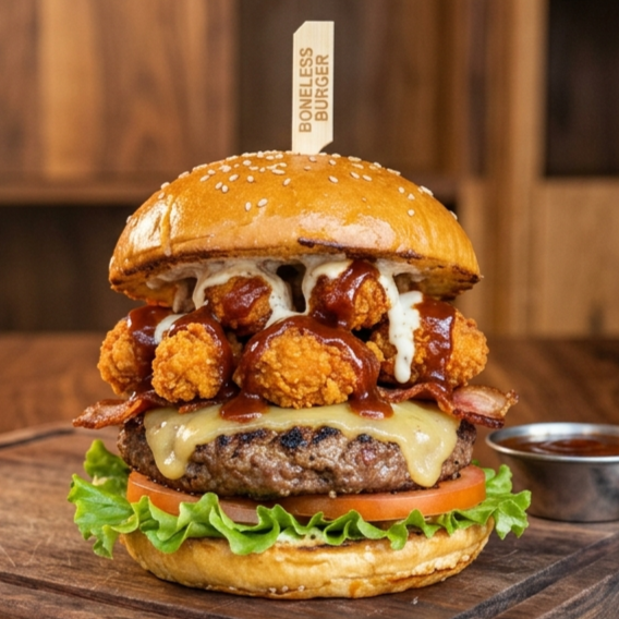 Hamburguesa carne y pollo