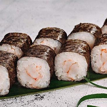 roll com recheio de camarão, creamcheese