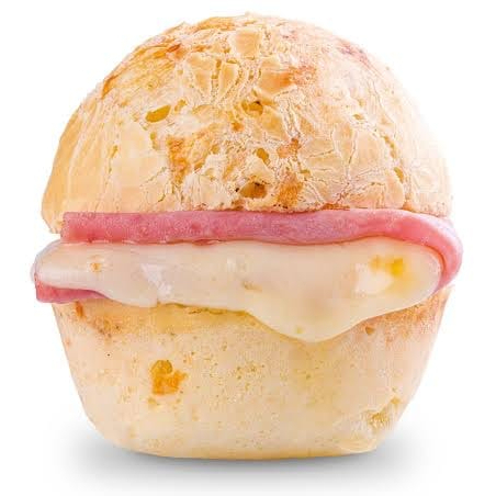 4 pães de queijo grande quentinho recheado com presunto e queijo