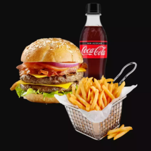 2 Hamburguesa dobles + papas + 2 Coca cola