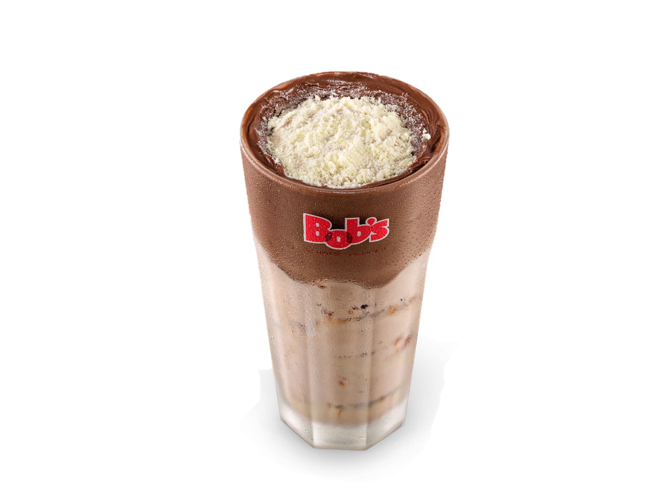 Nosso mix especial sabor baunilha com camadas de recheio sabor chocolate com avelã, espatulado nas bordas e paredes do copo, batido com leite condensado, finalizado com uma chuva de leite em pó. Para saborear de canudo e de colher!