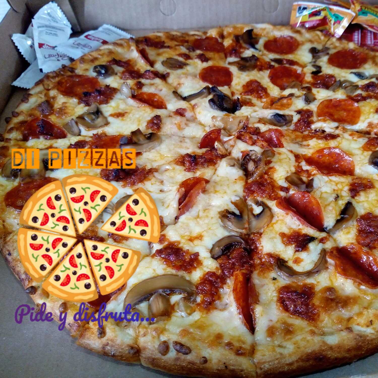Combinada Pepperoni, Champiñones y Chorizo de 14"