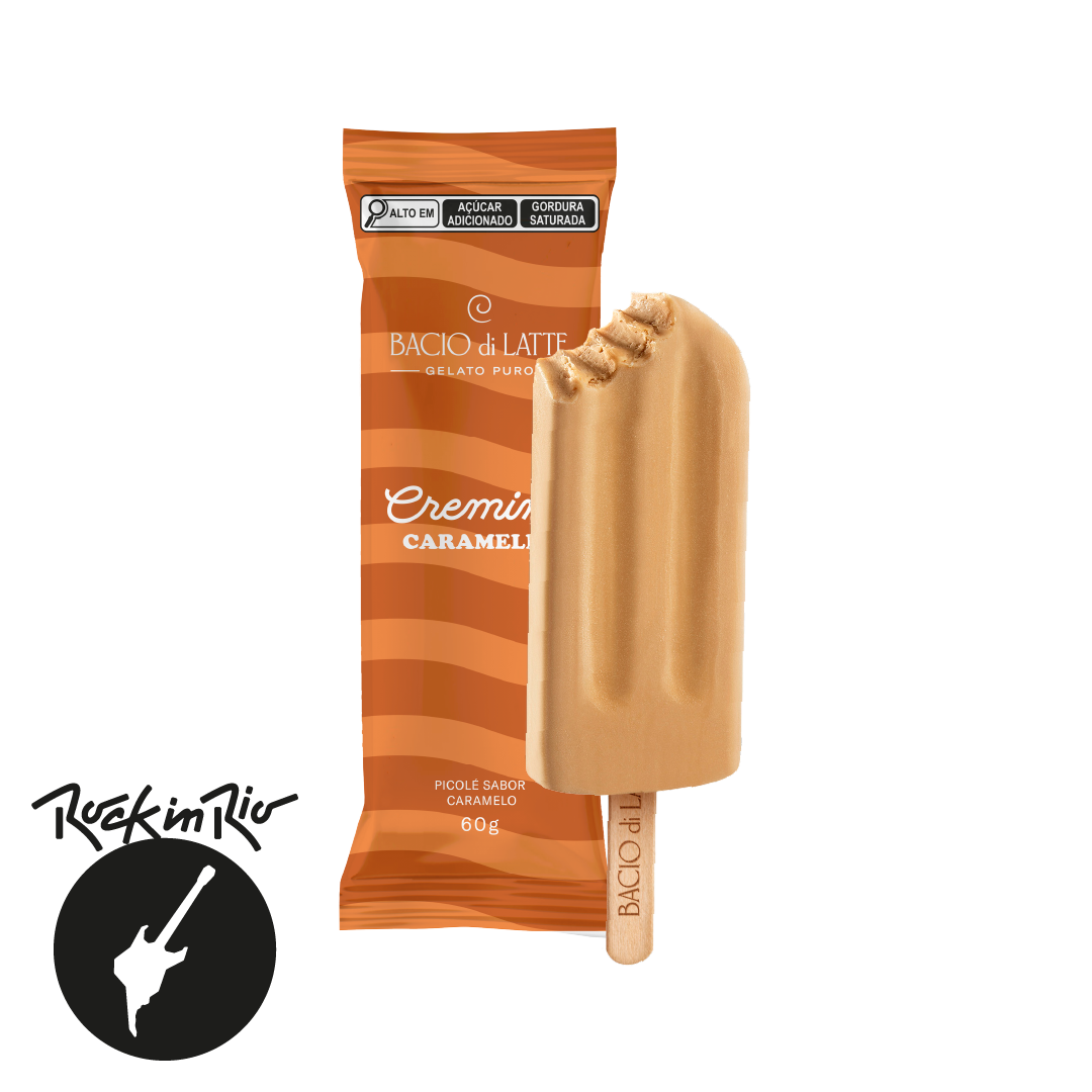 Picolé de caramelo sem casquinha crocante. 60g.