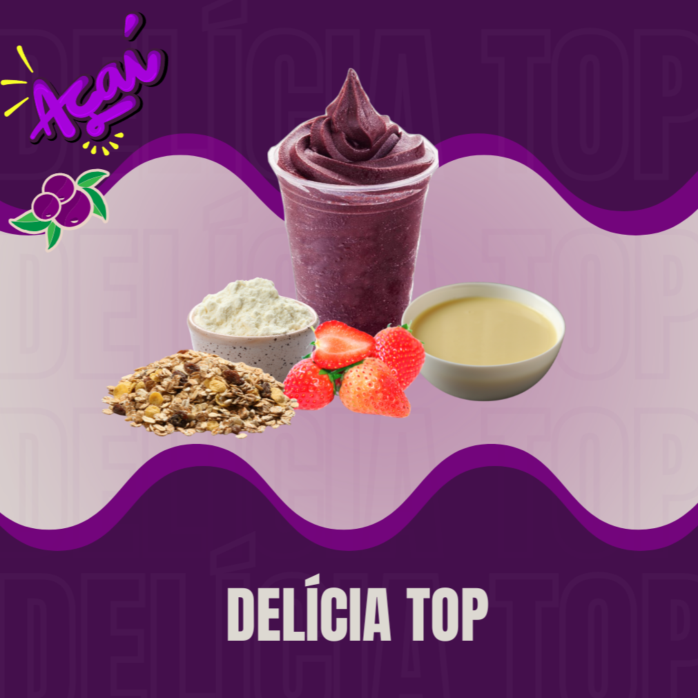 Creme de Açaí + Morango + Leite em Pó + Leite Condensado + Granola - 500ml