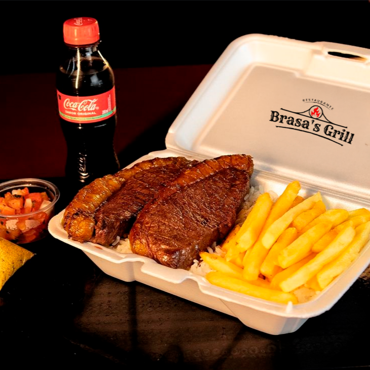 Acompanha arroz, feijão, salada e fritas + Caçulinha 200 ml