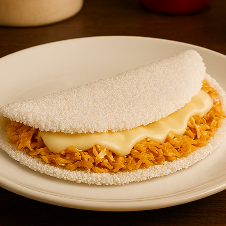 Massa artesanal, Frango desfiado, Mussarela e Catupiry. Tags: pizza, hambúrguer, xis, sushi, churrasco, massas, tapioca, açaí, lanches, comida japonesa, comida chinesa, comida árabe, comida caseira, comida saudável, comida vegetariana, comida vegana, comida light, comida rápida, almoço, jantar, lanche, festa, sem glúten, sem lactose, sem açúcar, low carb, keto, fitness, nutritivo, bebida, sobr