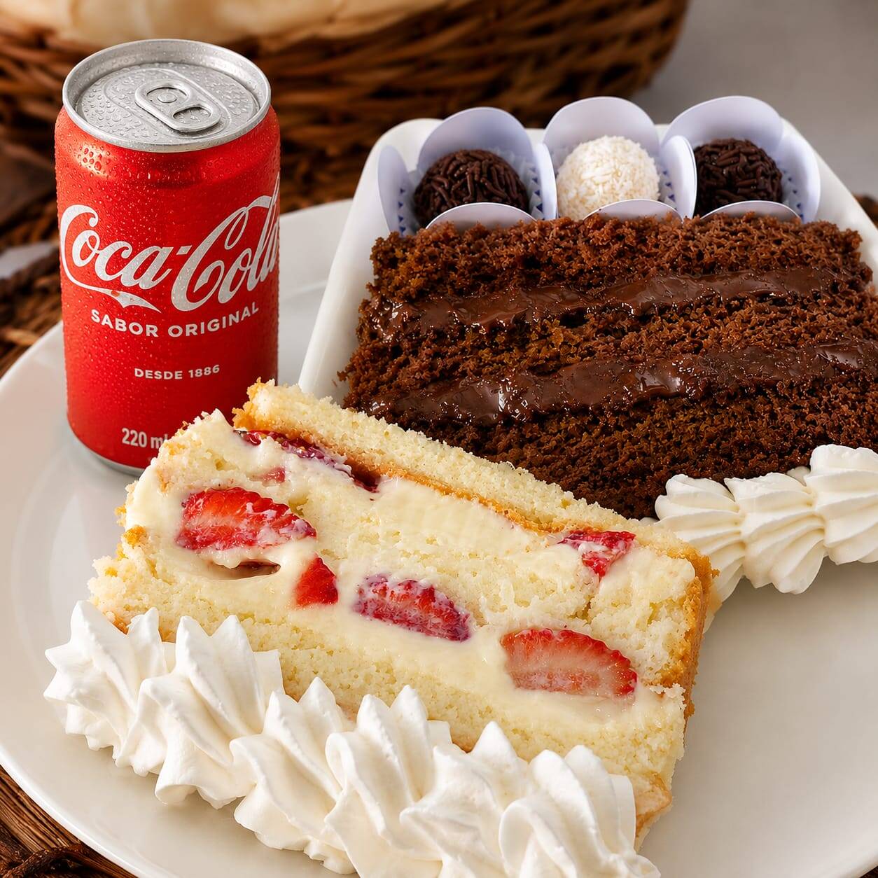 Nosso Kit Casal inclui 2 Fatias + 1 Coca-Cola lata 220ml
(Consultar via chat sabores disponíveis)