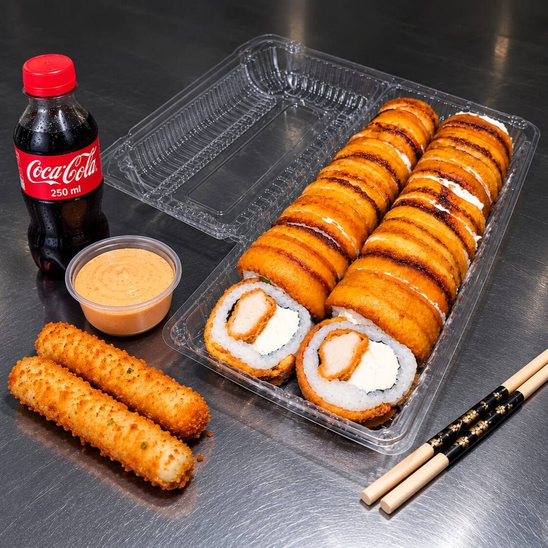 10 TICOS CON POLLO + 2 PALITOS QUESO + 1 BEBIDA