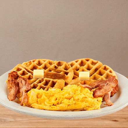 Waffle con Huevos Revuelto