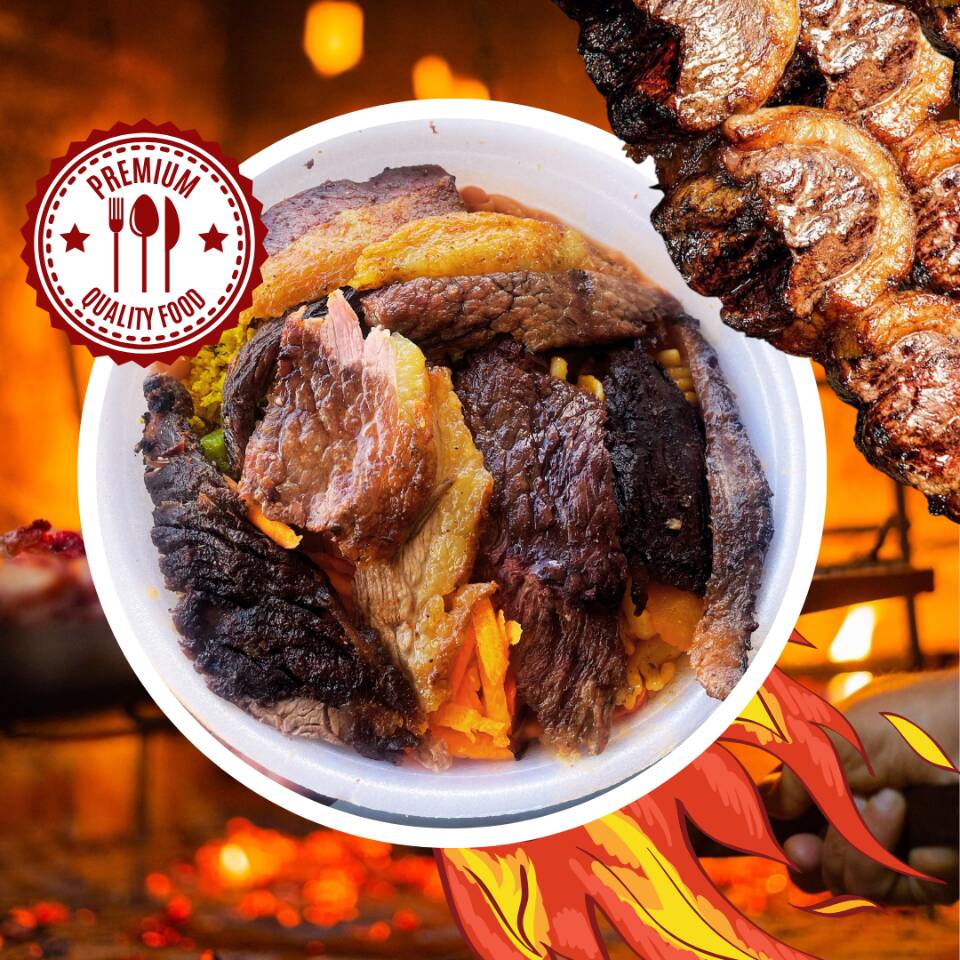 Acompanha: arroz, feijão de caldo, macarrão ,salada mista e churrasco misto