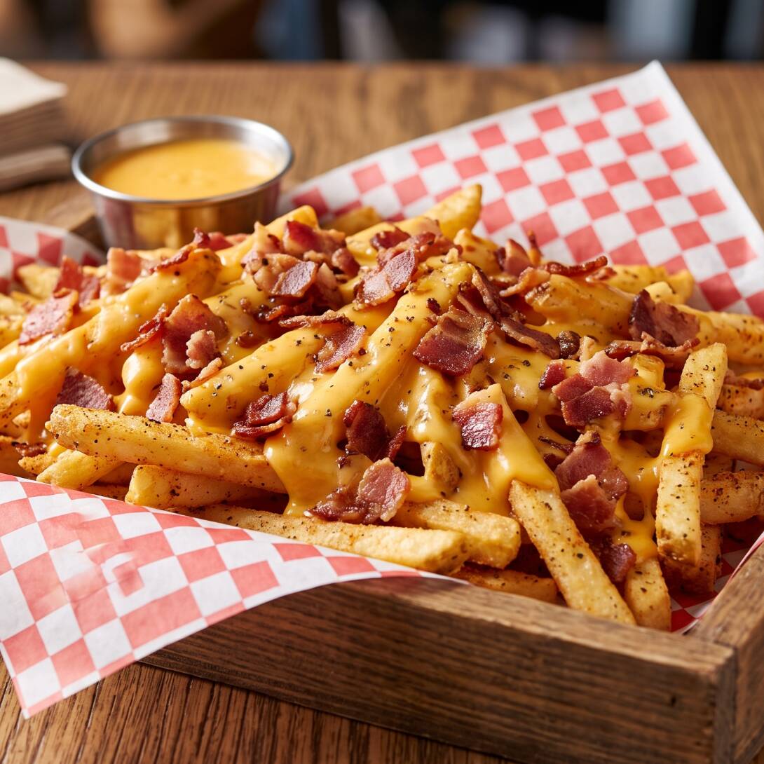 Papas con queso y tocino