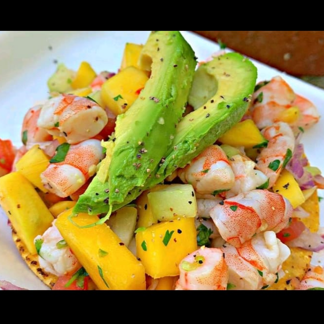Tostada Ceviche de Camaron