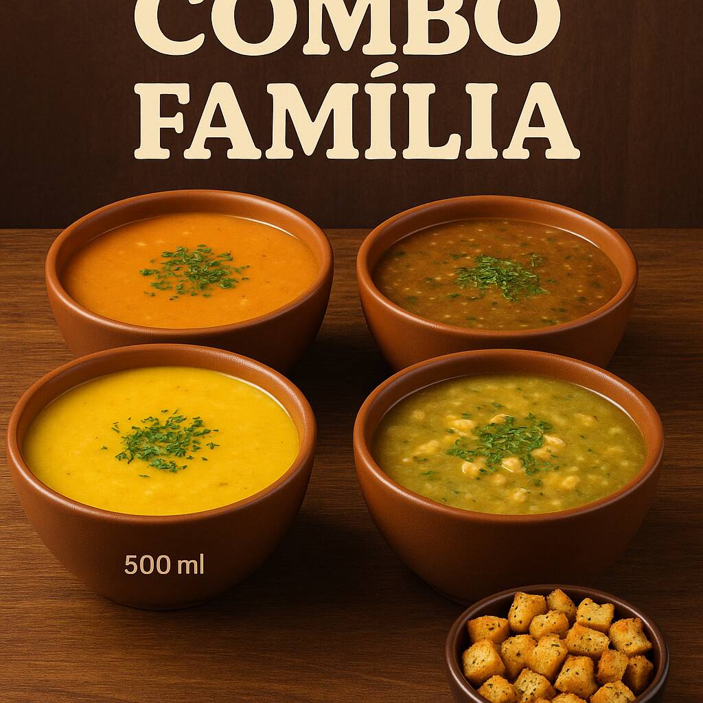 Chegou o time dos sonhos pra esquentar seu Dia! São quatro caldos campeões do sabor, prontos pra derrotar qualquer frio — acompanhados de torradinhas temperadas crocantes, como bônus especial. Ideal pra quem não consegue escolher um só (e nem precisa!). Compartilhe ou encare essa missão saborosa solo. Com um pequeno detalhe , pagando mais barato Vai perder ?