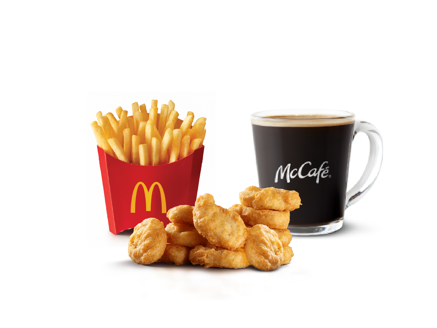 Chicken McNuggets® 10 pz, McPapa® Mediana y Café