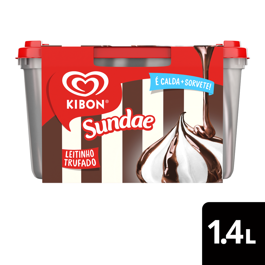Combinação perfeita de sorvete com muita calda. Sorvete sabor leite com calda de chocolate trufado. É tanta calda que dá pra ver pelo pote! Kibon Sundae é uma ótima opção para compartilhar em momentos especiais.