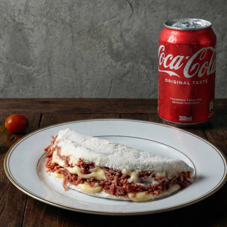 Calabresa suculenta com queijo derretido, envolta em tapioca macia e bem recheada.