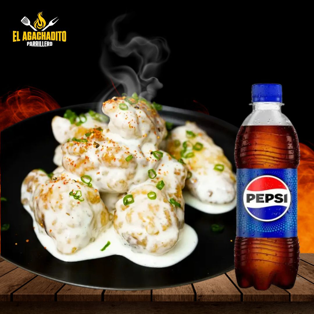 8 Alitas acevichadas + 1 gaseosa