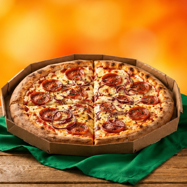 Pizza 4 fatias, Calabresa acebolada