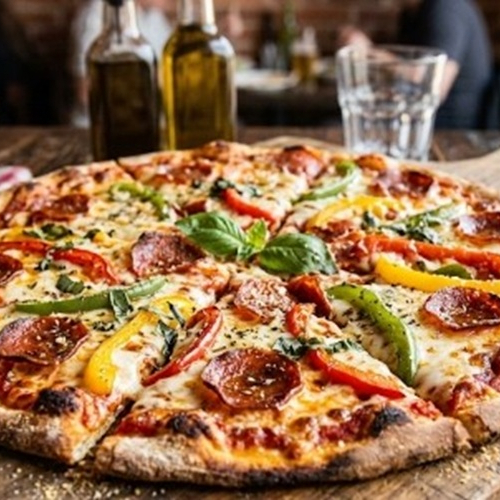 Pizza De Pepperoni Y Pimientos
