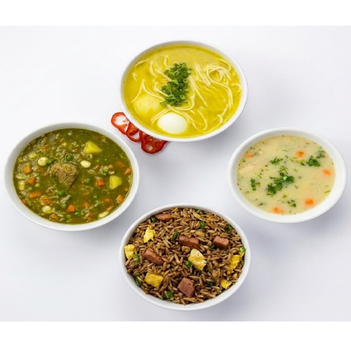 COMBO: TRES SOPAS + ARROZ CHAUFA