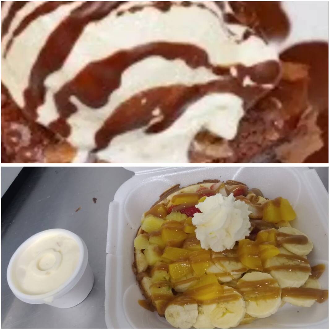 Waffle Frutal + Brownie con helado