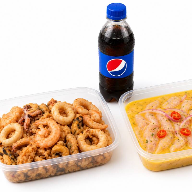 CevicheJR +Chicharron MixtoJR+Gaseosa300ml