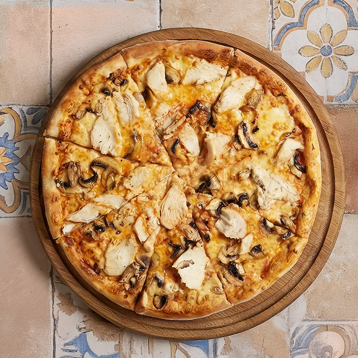 PIZZA POLLO Y CHAMPIÑONES MEDIANA