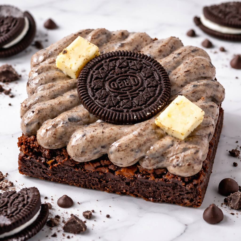 Deliciosa fatia de Brownie,brigadeiro de chocolate branco com oreo (aprox 160 gramas)