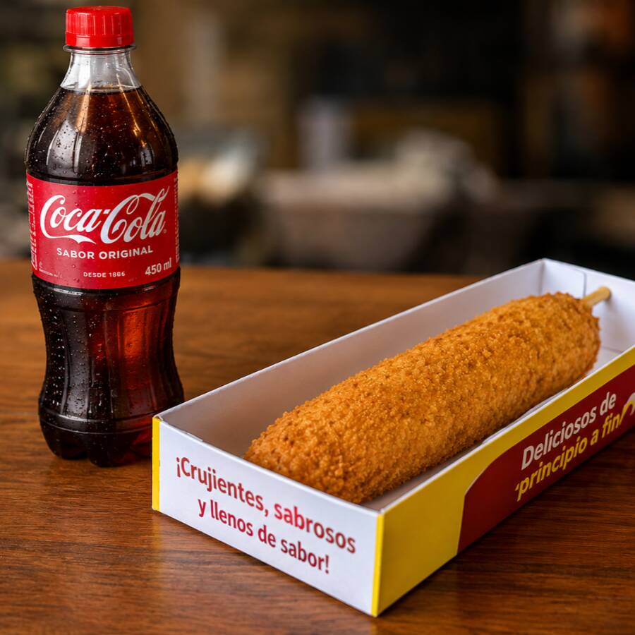 Combo Jumbo Salchicha de 20 Cm & COCA-COLA 450 Mil