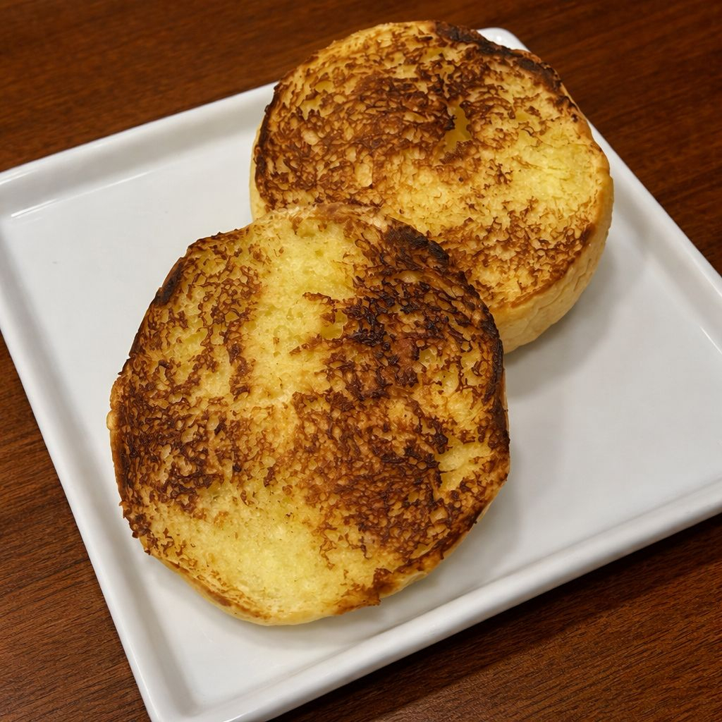 Pão fofinho, amanteigado e dourado na chapa. É como morder uma nuvem!