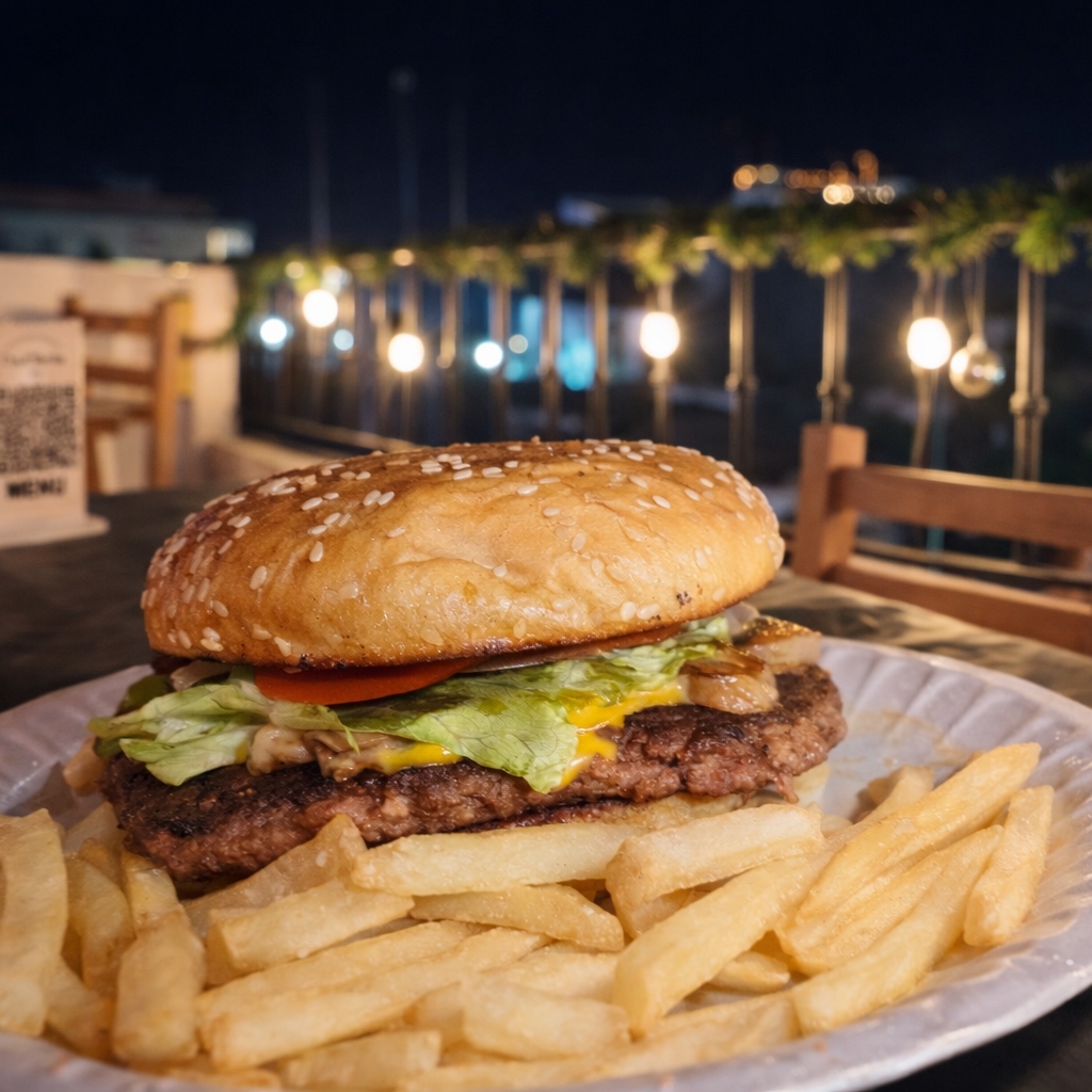 HAMBURGUESA CON PAPAS