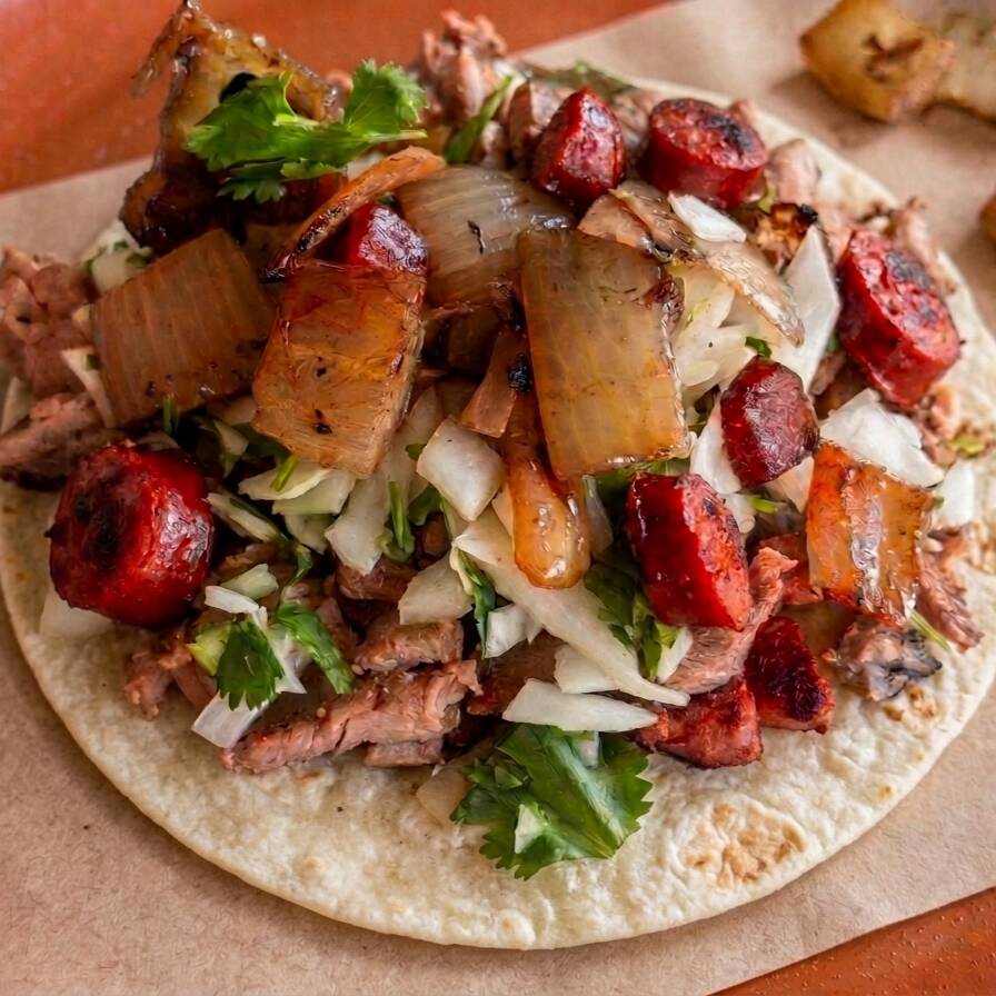 Taco Asado con Salchicha para Asar Harina