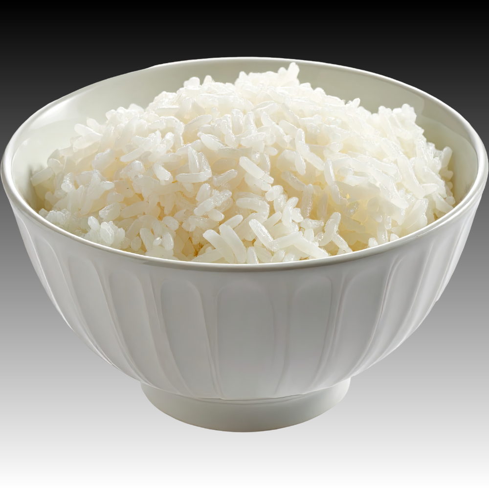 Porção de arroz cozido.