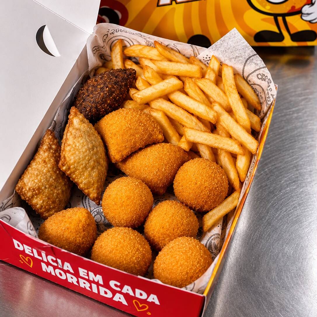 10 Salgados + Batata Frita + Refri lata