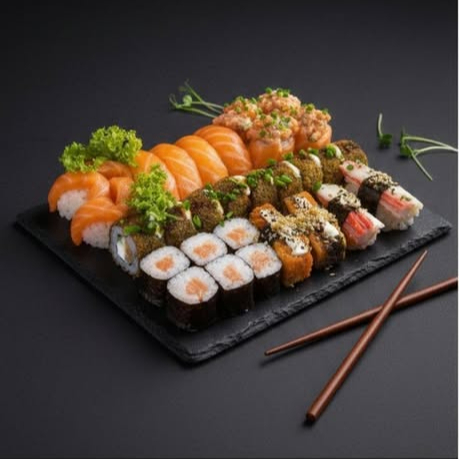 4-sashimi, 4-sushi salmão, 10- hot filadélfia, 4-uramaki filadélfia, 4-maki salmão, 6-sushi skin