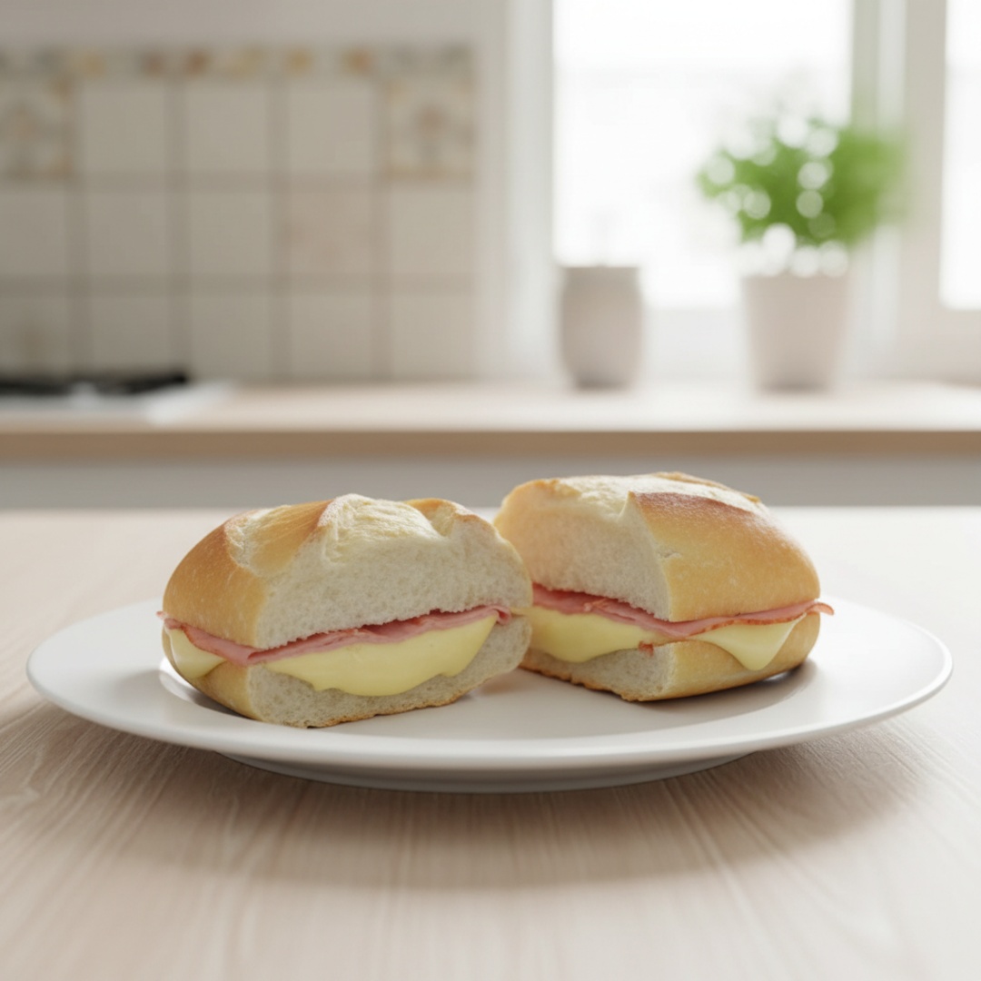 Pão francês com manteiga, presunto e queijo prato ou mussarela. - Escolha o preparo frio ou na chapa.