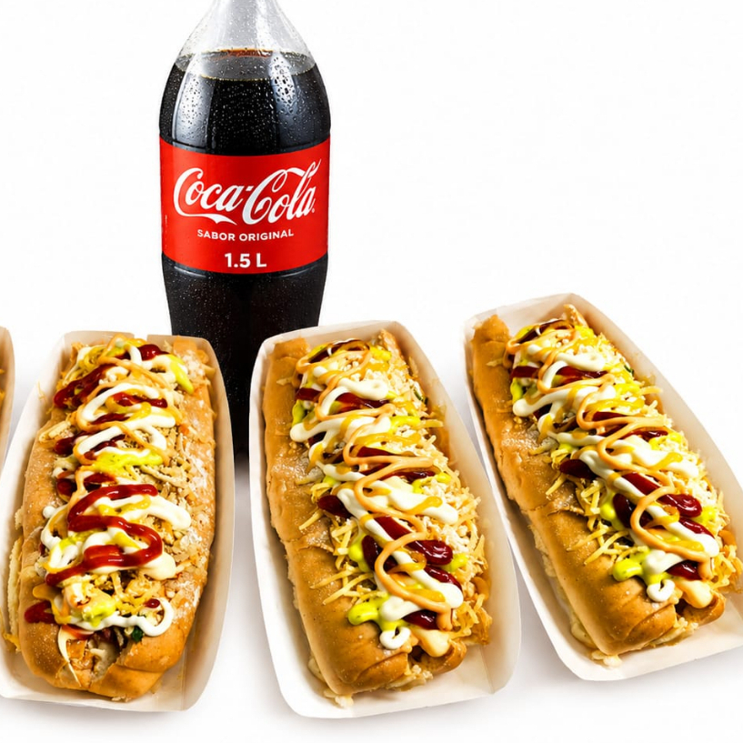 Combo 3 Perros Calientes 19cm mas Gaseosa de 1.5lt