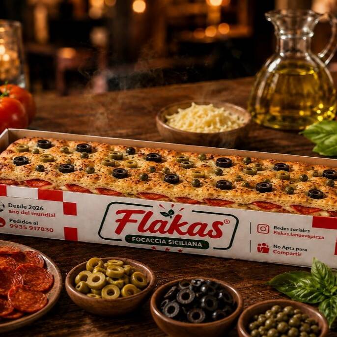 Pizza Mediterránea en Pan de Focaccia