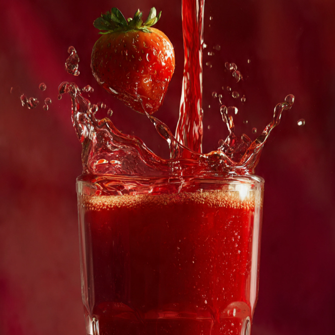 Água, Morango, Açúcar, Gelo.