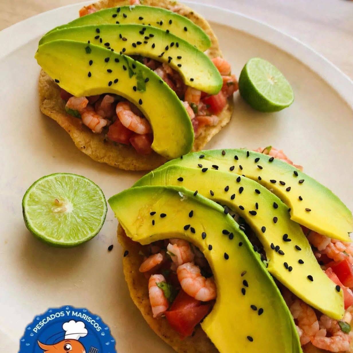 Tostada de Ceviche con Camarones