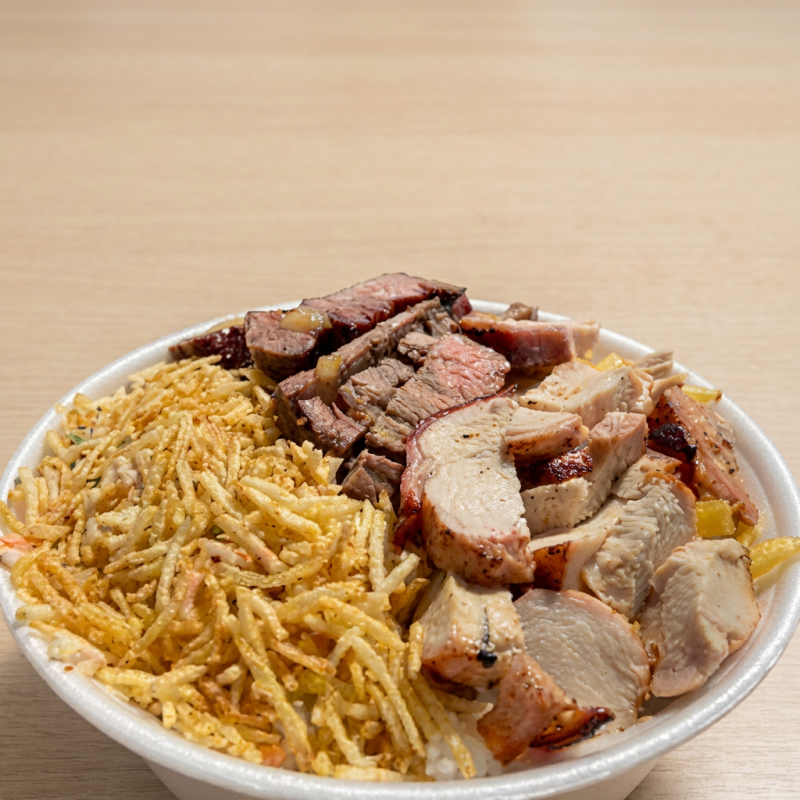 Arroz, Feijão, Fritas, Salpicão ou Maionese